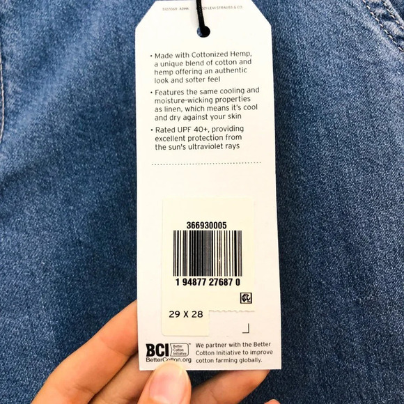 Levi's Cool Eco Performance Baggy High Waist Cargo Chambray Denim Pants 29 NWT - Picture 7 of 15